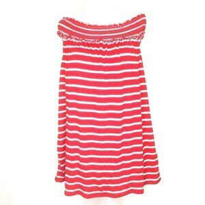 Max Studio Women’s L Sleeveless Off Shoulder Stretch Knit Top Red White NEW